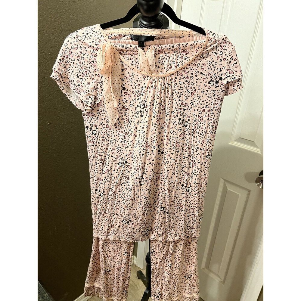 Disney‎ Luxe Small Pink Mickey  Minnie Mouse Pajama Set - Picture 1 of 4